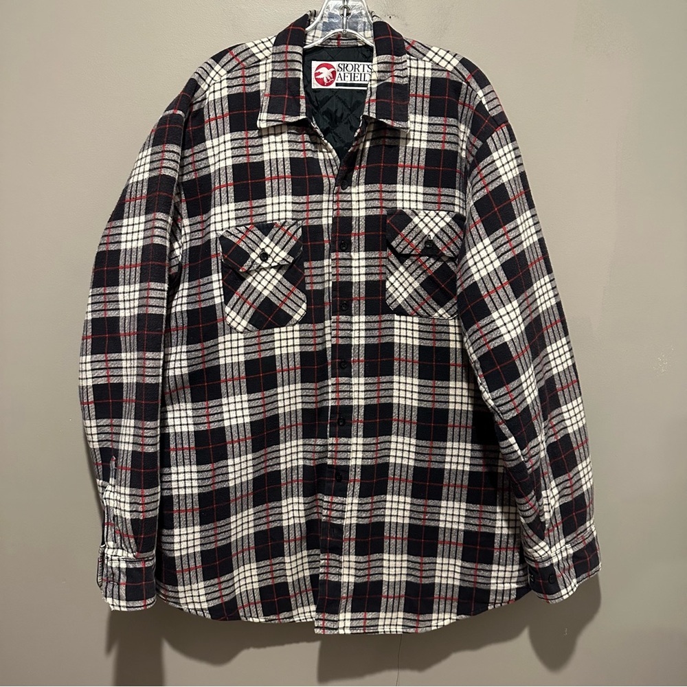 Sports Afield Vintage Flannel Shirt Men's XL Lined Quilted Shacket Work Warm